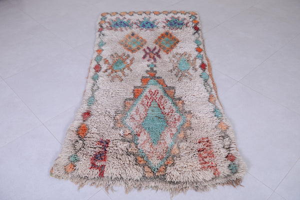 Vintage Moroccan berber runner rug – 3.2 x 6.2 FT, handmade authentic design