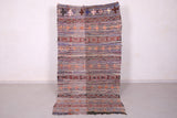 Old flatwoven berber Moroccan rug 4.1 FT X 7.8 FT