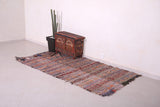 Old flatwoven berber Moroccan rug 4.1 FT X 7.8 FT