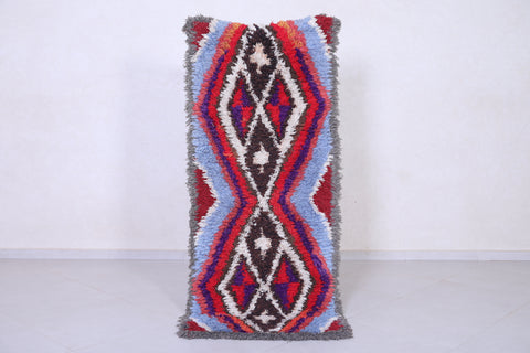 Colourful handmade moroccan berber rug 2.7 FT X 6.6 FT