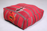 Red moroccan berber kilim berber rug pouf