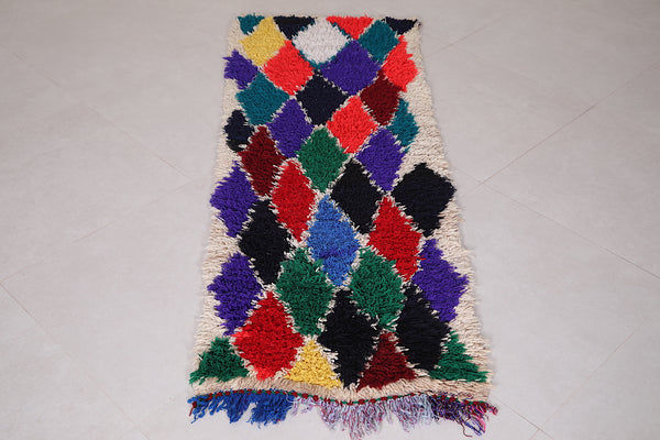 Colorful Moroccan Boucherouite Runner Rug – 2.2 FT x 5.9 FT | Eco-Friendly Handmade Decor
