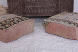 Two moroccan handmade berber rug azilal poufs