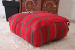 Red moroccan berber kilim berber rug pouf