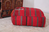 Red moroccan berber kilim berber rug pouf