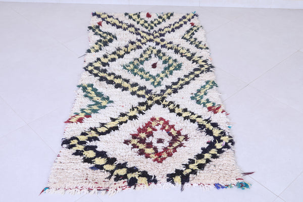 Vintage handmade berber rug – 2.7 x 5.7 FT | Moroccan diamond pattern