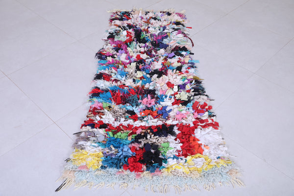 Colorful handmade Moroccan boucherouite rug – 2 x 5.5 ft | Unique shag rug