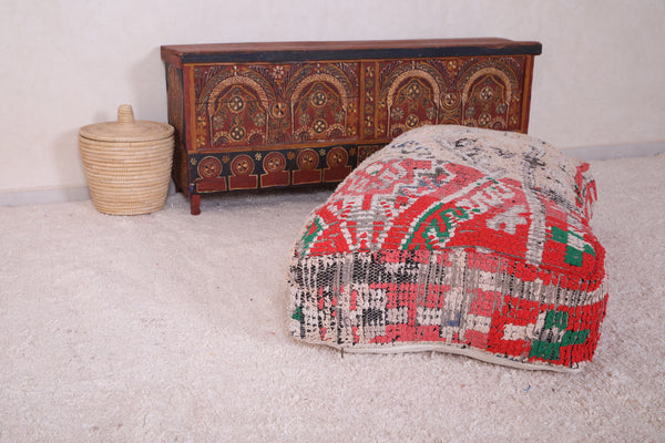 Handwoven Moroccan Pouf - Berber Rug Ottoman with Tribal Patterns