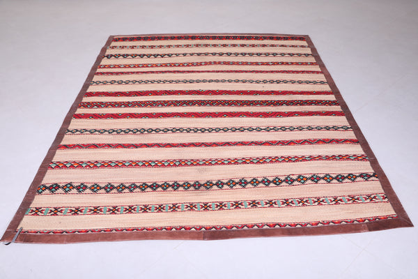 handmade hassira berber Moroccan rug - 6.2 FT X 8.2 FT
