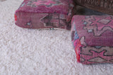 Two moroccan berber handmade rug old poufs