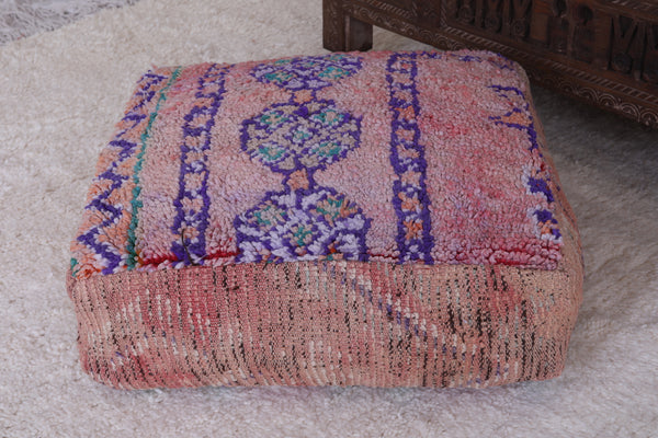 Moroccan handmade azilal rug ottoman pouf | Traditional geometric patterns