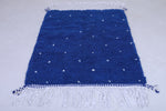 Blue moroccan handmade dotted rug 3.1 FT X 4.1 FT