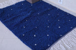 Blue moroccan handmade dotted rug 3.1 FT X 4.1 FT