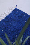 Blue moroccan handmade dotted rug 3.1 FT X 4.1 FT