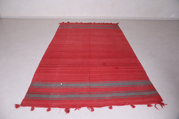 Handwoven kilim 5.8 FT x 10.1 FT – Large Moroccan wool rug with traditional patterns