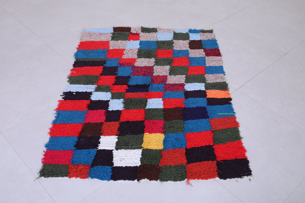 Vintage handmade colorful Moroccan rug - 3.1x4.4 FT