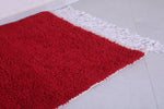 Red vintage handmade moroccan berber rug  3.3 FT X 5.6 FT