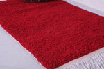 Red vintage handmade moroccan berber rug  3.3 FT X 5.6 FT