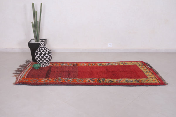 Handmade Moroccan hallway rug - 3 FT X 7.2 FT | Vintage red berber carpet