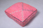 Berber handmade moroccan pink rug pouf