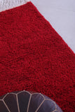 Red vintage handmade moroccan berber rug  3.3 FT X 5.6 FT