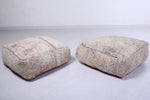 Two moroccan handmade rug berber poufs