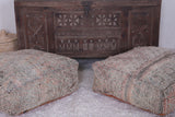 Two moroccan handmade rug berber poufs