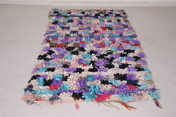 Colorful Boucherouite Moroccan Rug - 3.5 FT X 6.6 FT | Handmade Eclectic Carpet