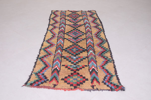 Colorful azilal wool Moroccan runner rug - 3 FT X 6.7 FT | Unique berber carpet
