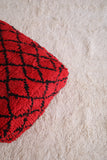 Moroccan handmade azilal red kilim rug pouf