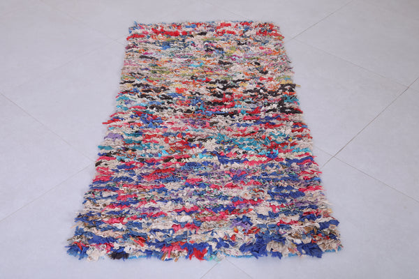Colorful Moroccan berber rag rug – 2.4 x 4.7 FT, unique handmade decor