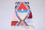 Colourful handmade moroccan berber boucherouite rug 2.5 FT X 5.8 FT