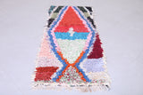 Colourful handmade moroccan berber boucherouite rug 2.5 FT X 5.8 FT