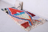 Colourful handmade moroccan berber boucherouite rug 2.5 FT X 5.8 FT