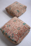 Two berber handmade moroccan old rug pouf