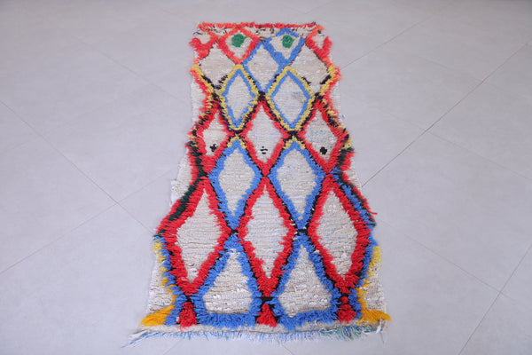 Colourful handmade Moroccan berber rug – 2.2 x 6.6 FT, vibrant diamond design