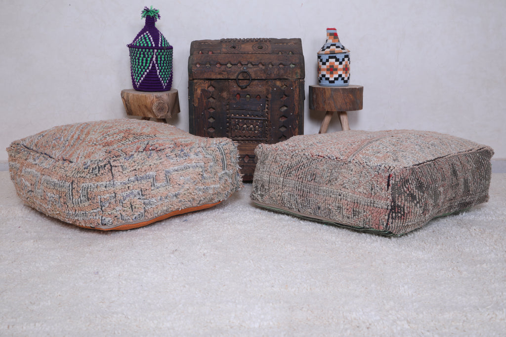 Two berber moroccan handmade rug poufs – Beni ourain rug