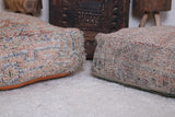Two berber moroccan handmade rug poufs