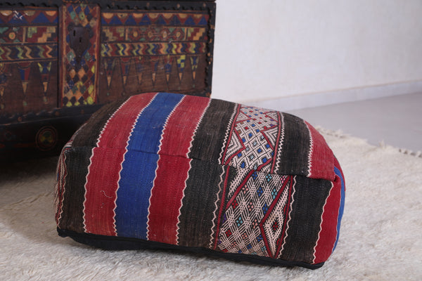 Moroccan woven vintage handmade rug pouf