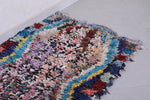Colourful handmade moroccan berber boucherouite rug  2.4 FT X 4.2 FT