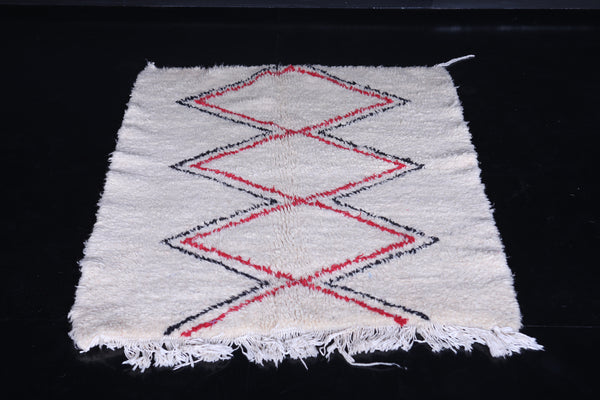 Moroccan beni ourain zigzag handmade rug 3.3 FT X 4.6 FT