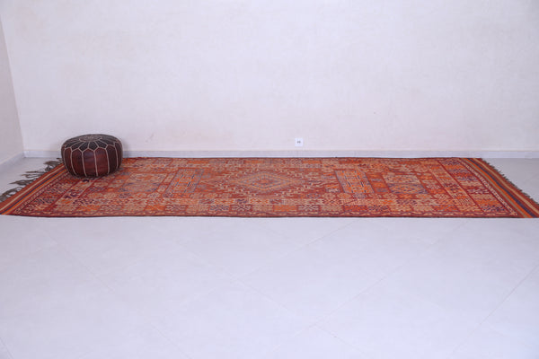 Vintage handmade hallway rug – 4.5 x 13.5 FT | Rich warm tones