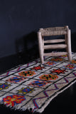Colorful Moroccan Handmade berber rug , 2.2 FT X 4.2 FT