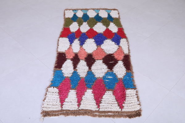 Colourful handmade moroccan berber rug 2.6 FT X 6.1 FT