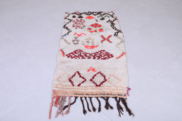 Vintage Moroccan runner rug – 2.3 x 4.6 FT, abstract handwoven design