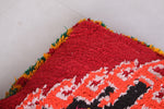 Moroccan red handmade long azilal rug pouf