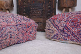 Two moroccan handmade azilal berber rug poufs