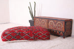 moroccan handmade berber red rug pouf ottoman