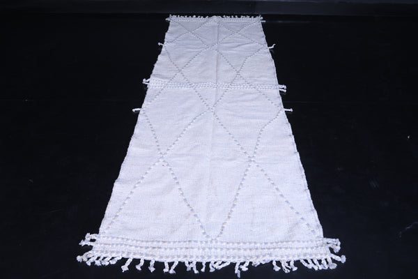 Handmade Moroccan runner rug – 3.1 FT x 10.1 FT | Elegant geometric pattern