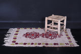 Square handmade berber Moroccan rug -  3.2 FT X 3.9 FT
